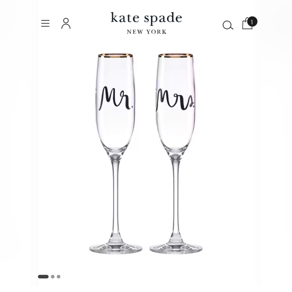 Kate Spade Mr & Mrs Champagne Flutes - New